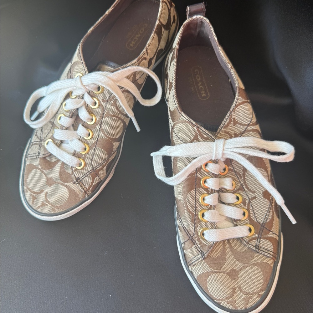 Coach Women's Signature Brown Tan Sneakers